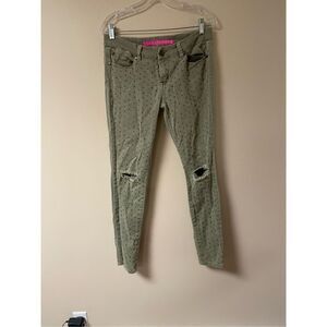 Tinseltown Couture Youth Teens Size 7 Studded Green Distressed Skinny Jeans